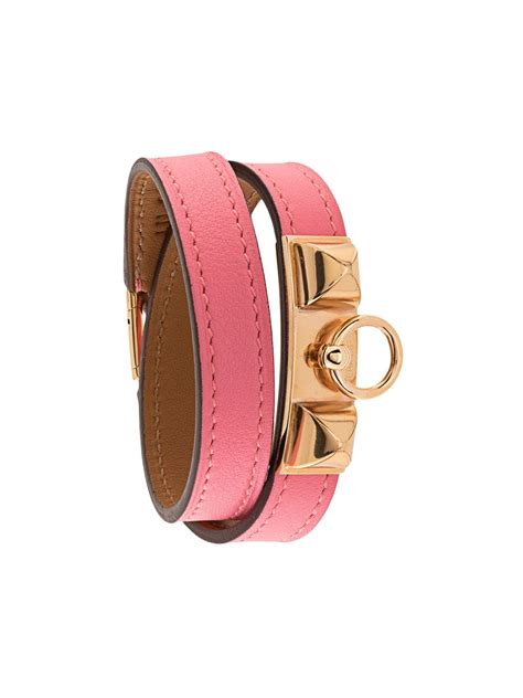 hermes pink leather bracelet.